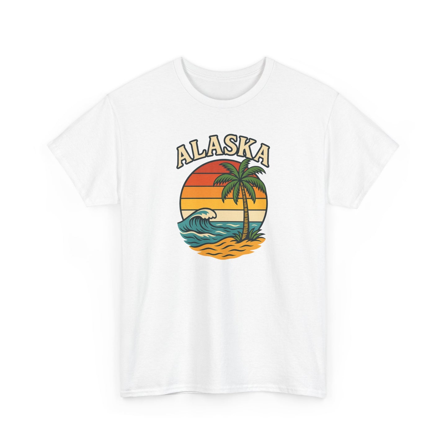 Alaska Retro Sunset Tee — Vintage Beach Palm Graphic T-Shirt