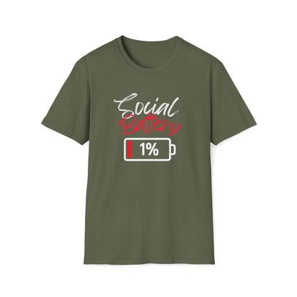 Social Battery 1% T-Shirt — Introvert Funny Graphic Tee