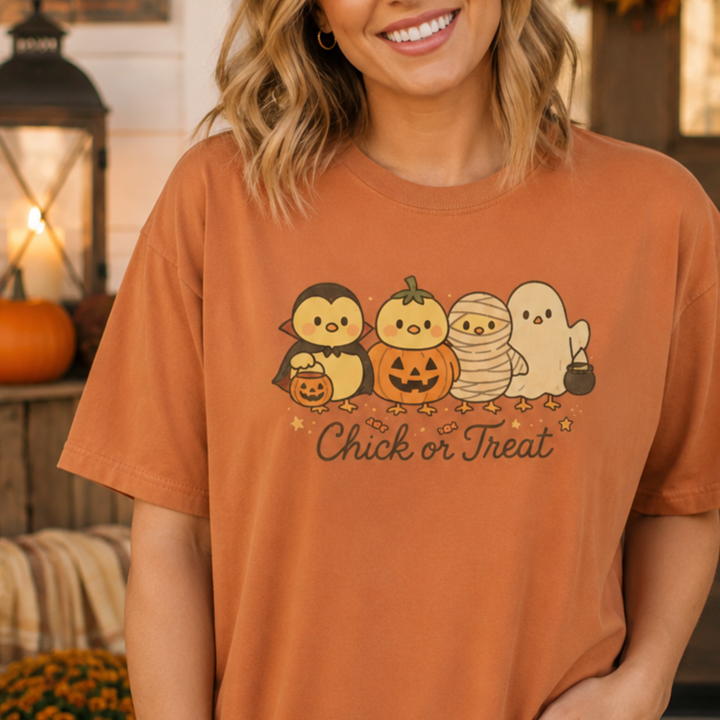 Chick or Treat Comfort Colors Halloween Graphic T-Shirt