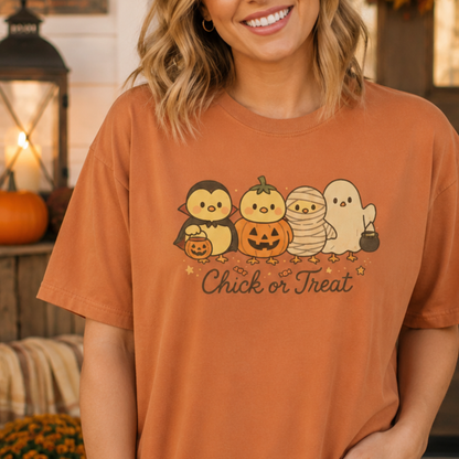 Chick or Treat Comfort Colors Halloween Graphic T-Shirt