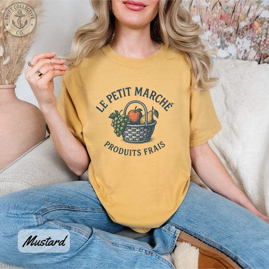 Vintage French Produce Market T-Shirt: Cottagecore Style