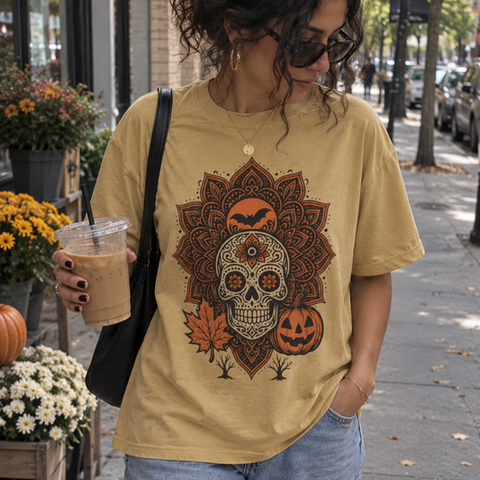 Sugar Skull Mandalas Shirt : Skull Halloween Tee Comfort Colors